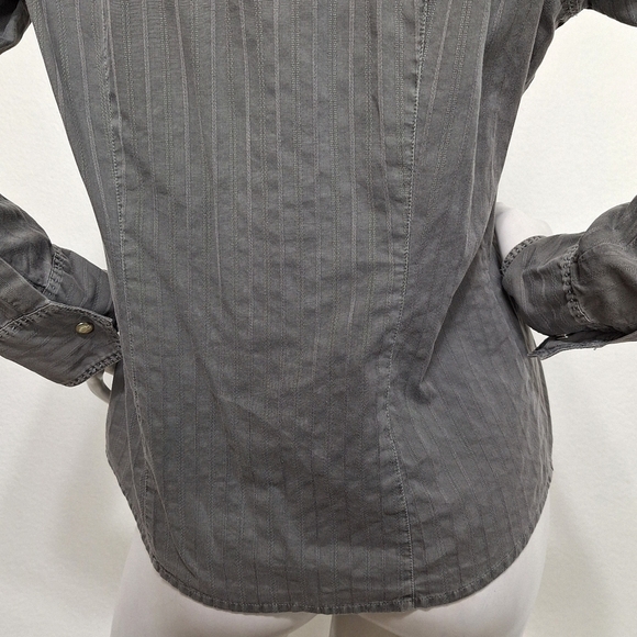 Harley Davidson Gray Moto Bikercore Long Sleeve Button Front Denim Jacket Size M - Picture 8 of 13